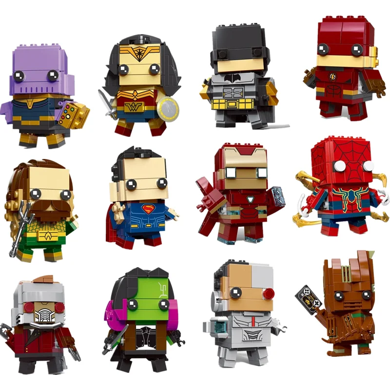 

NEW Brickheadz Figures The Avengers Justice League Legoinglys Marvel Super Hero Hulk Thanos Building Block Bricks Toys