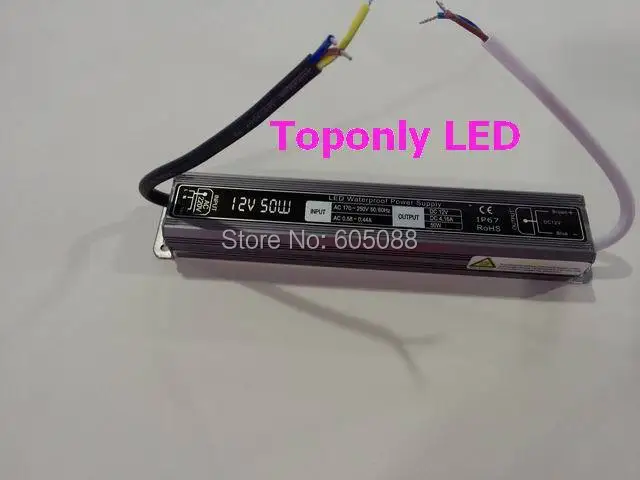 

ac110v/220v to dc12v/24v led power adapter 50w led driver ip67 led transformer for led strip/bar/module lamp lighting,10pcs/lot