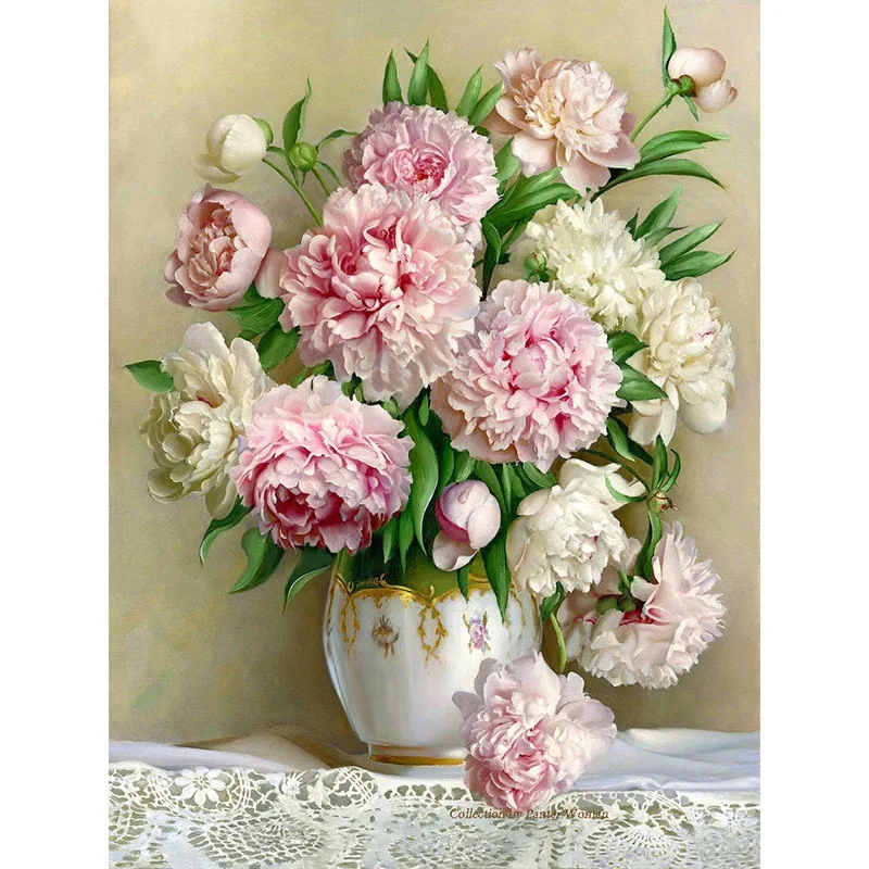 Home Accessories New Diamond Embroidery Flash Rose Peony Porcelain Kitchen Office Decoration Full Round Mosaic Cross Stitch | Дом и сад