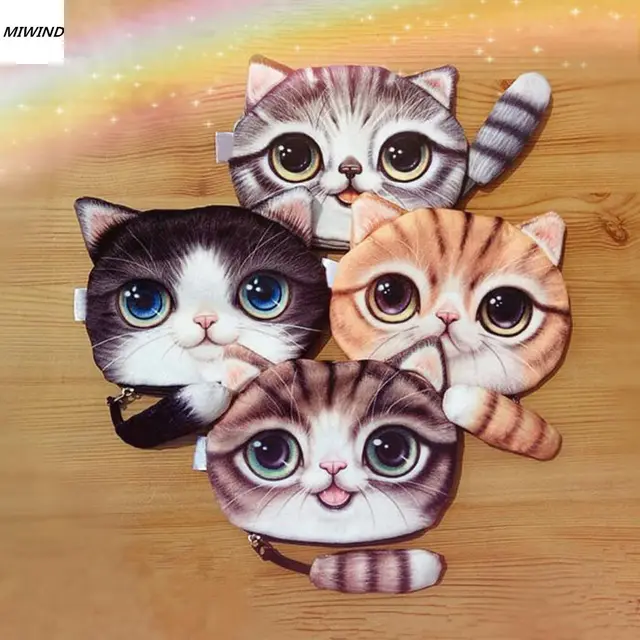 children gift cat face tail coin purse kid wallet bag change pouch children gift cat face tail coin purse kid wallet bag change pouch key holder