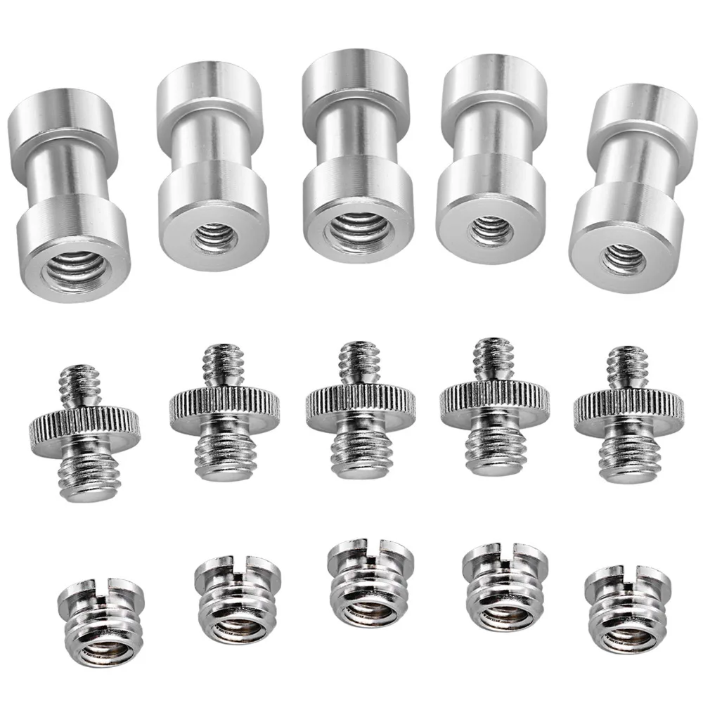 Neewer 15 Pieces 1 4 3 8 Metal Threaded Screw Converter Adapter for DSLR Camera Tripod