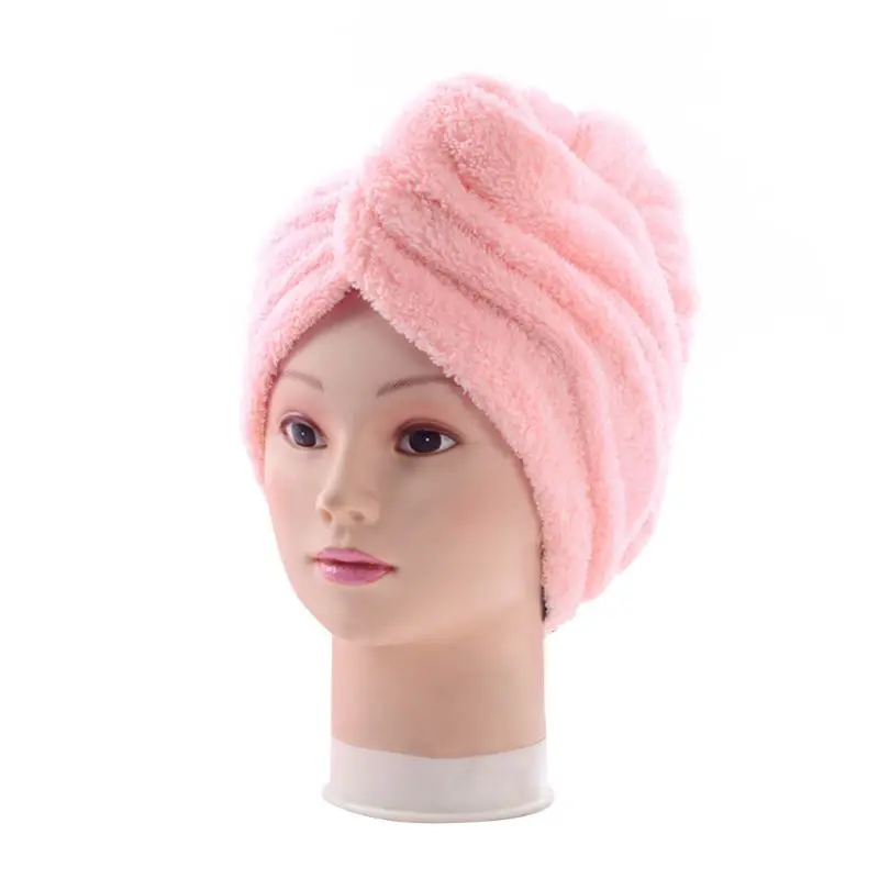 Женское Полотенце Унисекс для сушки волос, яркие цвета, радужная полоска, Абсорбирующая, быстросохнущая шапочка для душа, макияж, тюрбан, повязка на голову с кнопкой