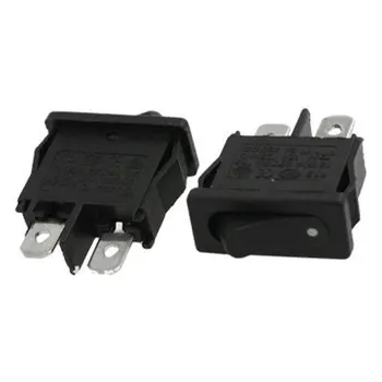 

AC 6A/250V 12A/125V On-Off SPST Snap-in Mini Boat Rocker Switch 2 Pin Black Push Button Switches