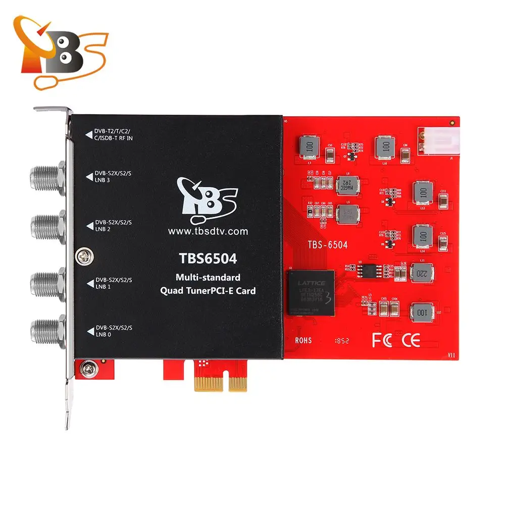 TBS6504 DVB-S2X/S2/S/T2/T/C2/C/ISDB-T четырехъядерный тюнер PCI-e Поддержка карт VCM, CCM, QPSK, 8PSK, 16 APSK, 32APSK