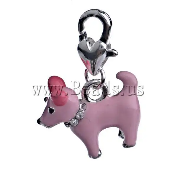 Free Shipping 10pcs/lot dog charms enamel charms charm animal Pink Dog