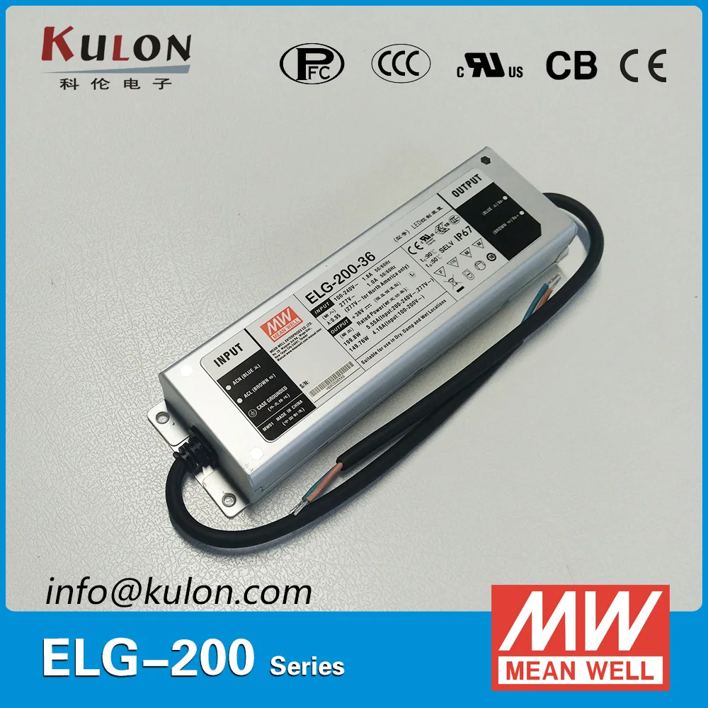 

Оригинальный источник питания MEAN WELL ELG-200-24A 200 Вт 24 в а IP65 регулируемый водонепроницаемый светодиодный драйвер Meanwell