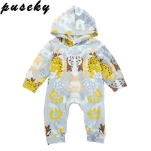 Puseky для новорожденных Одежда для маленьких мальчиков и девочек цветочный рисунок, Детский комбинезон с капюшоном и длинными рукавами теплая комбинезон одежды снаряжение для маленьких девочек на возраст от 0 до 24 месяцев