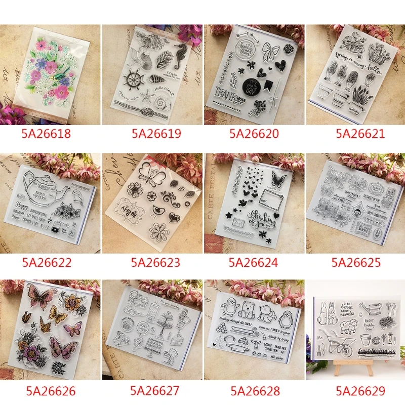 

Flowers Penguin Teapot Rabbit Sheep Transparent Clear Silicone Stamp For DIY Scrapbooking Photo Album Decor