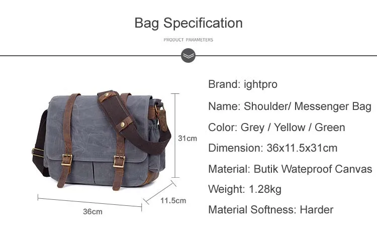 Camera Bag with Photo Pouch Canvas DSLR SLR Strap Case Casual Shoulder Bag Vintage Messenger Comfort Camera Bag Men's Handbags