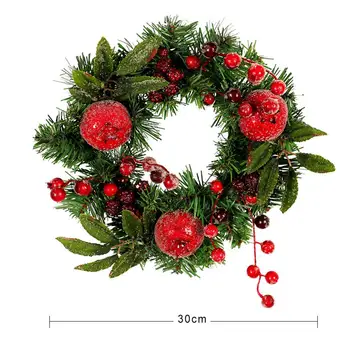 

AsyPets Simulate Pomegranate Wreath Garland Floriation Hanging for Christmas Door Window Decoration -35
