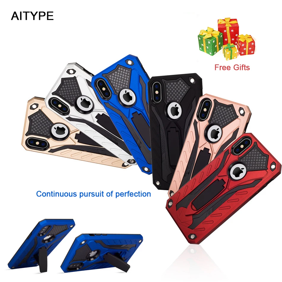 

Hide Stand Holder Cover phone case For apple Iphone 6 6s 6P 7 7P 8 8P X XR Plus Luxury Shockproof mobile Phone Cover neo 2 in 1
