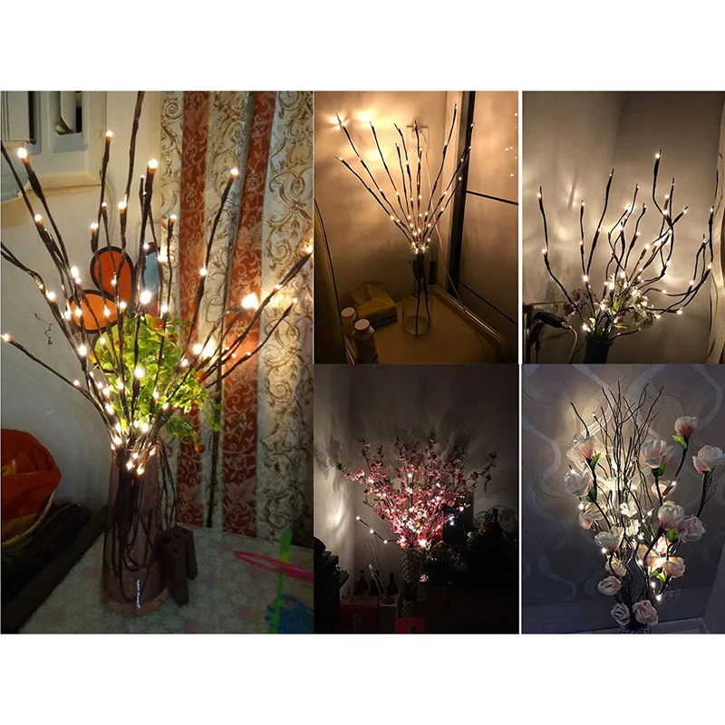 

Christmas Holiday Decor Creative 20 Leds Branch Colorful warm Lights Wedding Festival Home Decoration Willow Twig Branches Lamp