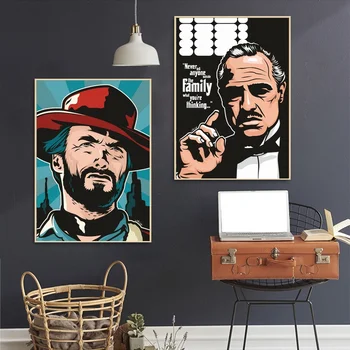 

Movie poster The Godfather Clint Eastwood Art Canvas Poster Wall Pictures for Living Room No Frame