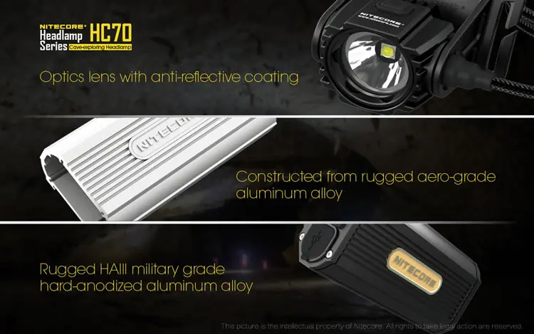 Nitecore hc70 CREE XM-L2 U2 LED 1000 люмен 18650 Перезаряжаемые Спелеология фары фар