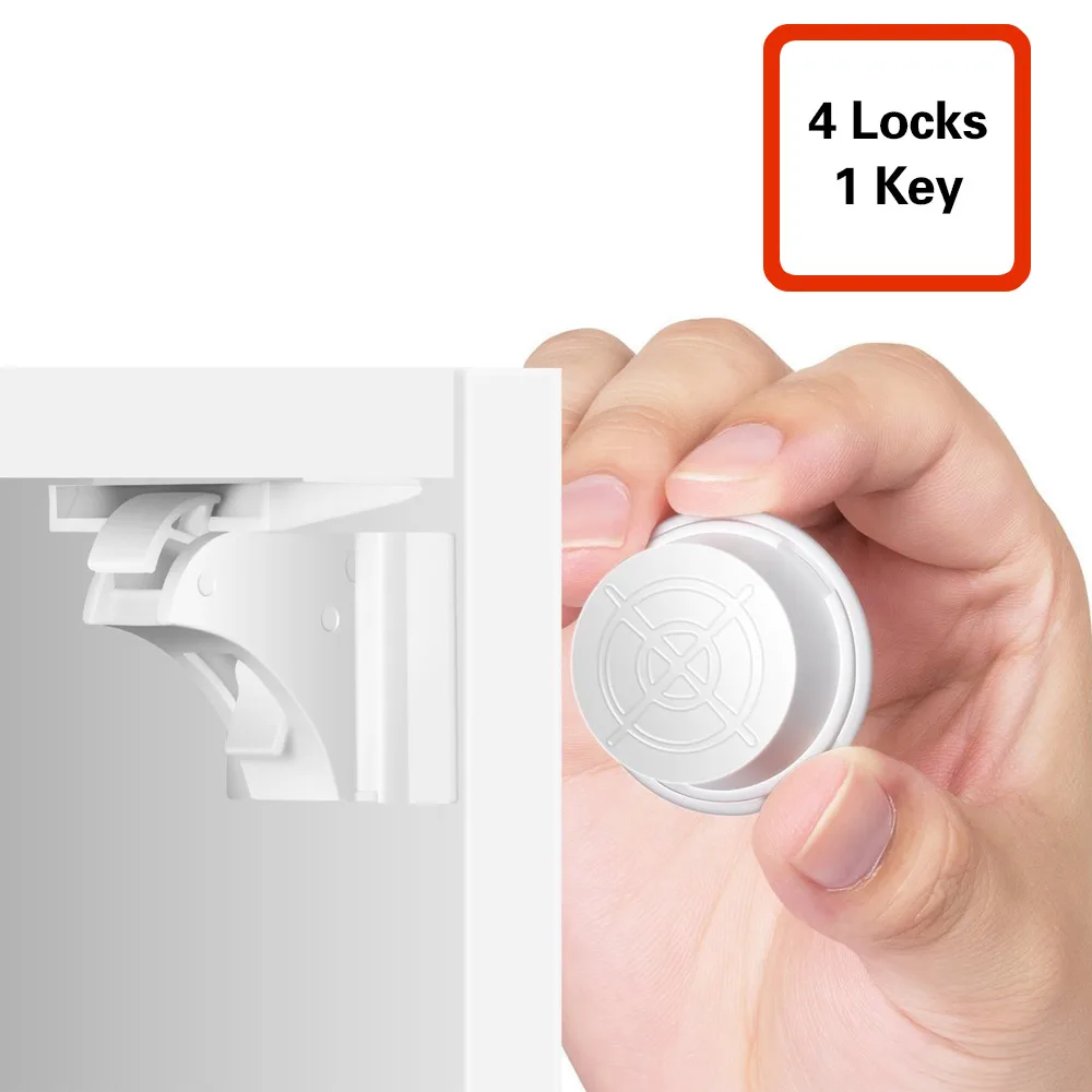 

4pcs Child Magnetic Lock Baby Safety Cabinet Lock Children Protection Kids Drawer Locker Security Cupboard Childproof Locks