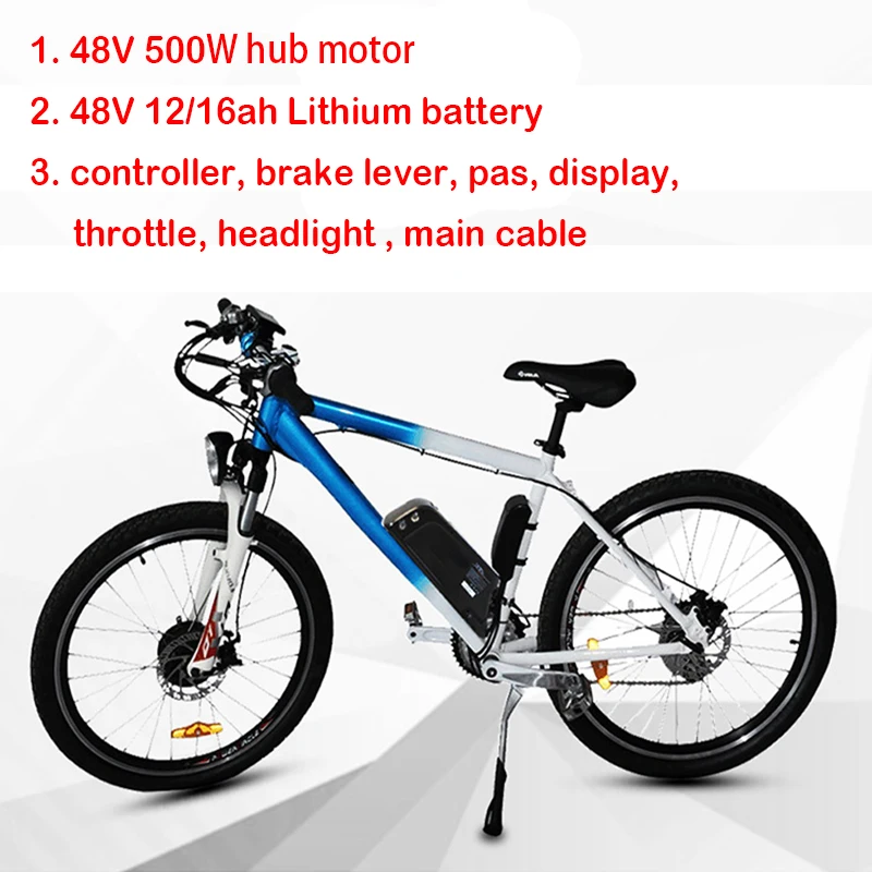 Cheap 48V 350W 500W Electric Bike Bicycle Conversion Kit with Lithium Battery for 20" 24" 26" 27.5" 700C 29" Mountain Bike Motor Wheel 2