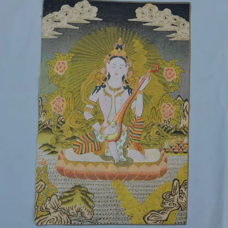 Коллекция Тибетский Будда Статуи непальских портреты парча Картины шелк Embroidery0019