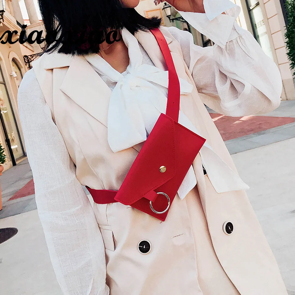 

2018 Fashion Women Pure Color Ring Leather Messenger Shoulder Bag Chest Bag Multi-function Pockets Drop ship