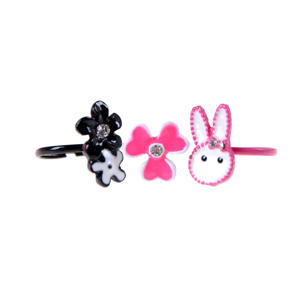 6pcs/lot Love Kids Cute Sweet Rings Design Flower Animal Fashion Jewelry Accessories Girl Child Gifts Finger Rings