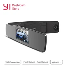 YI регистраторы Сенсорный экран спереди заднего вида HD Авто видеорегистратор дляя автомобиля Камера рекордер WiFi G Сенсор Ночное видение зеркало Регистратор