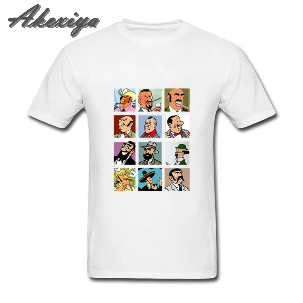 

tintin T Shirt Print White O-Neck Men Summer Fashion Top Quality t-shirt The Adventures of Tintin Male Tops Tees Funny Tshirt