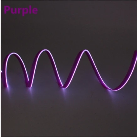 Неоновый светильник 3 В/5 В/12 В, 6 мм, с пришитыми краями, EL Wire, светодиодный светильник для танцевальной вечеринки, автомобильный светильник s, неоновый светодиодный светильник, гибкий, 2,3 мм, светодиодная лента - Испускаемый цвет: Purple