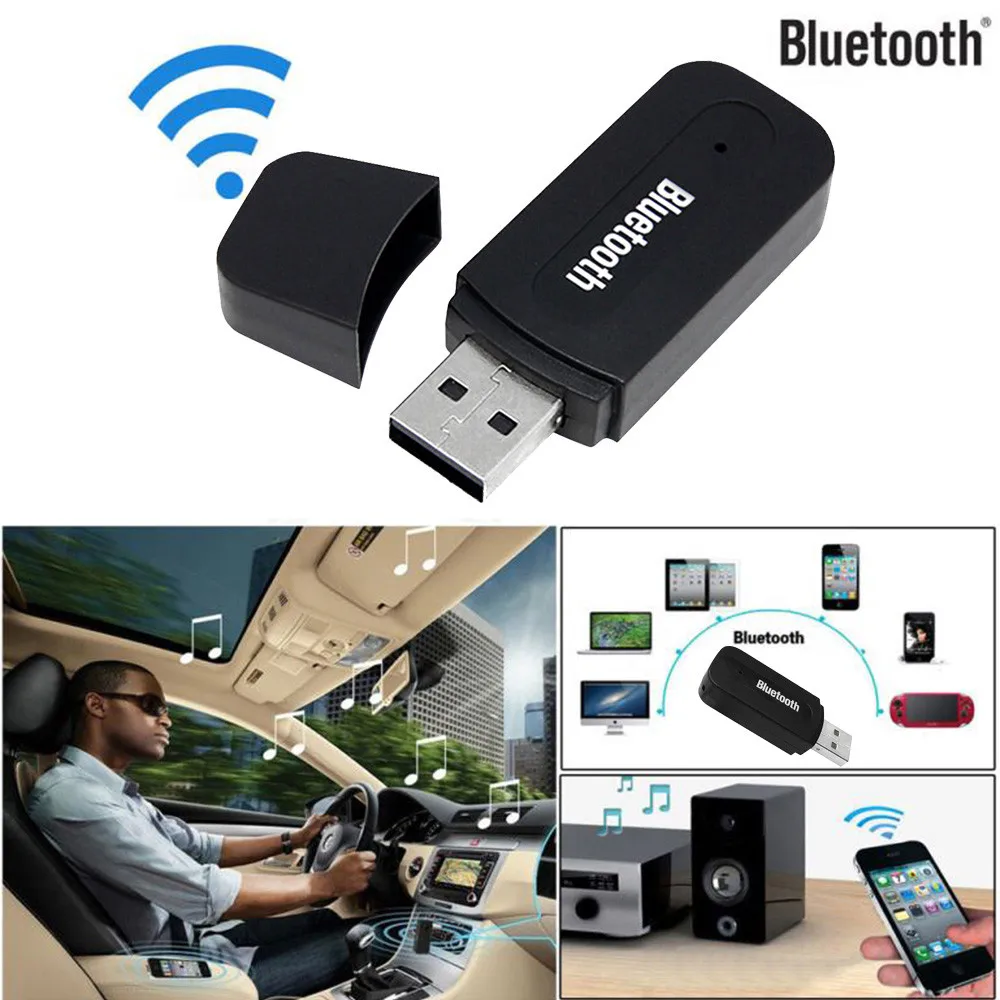 3,5 мм автомобиля беспроводной USB Bluetooth AUX стерео усилитель Музыка динамик приемник адаптер ключ+ микрофон для ПК Aug13 Прямая поставка