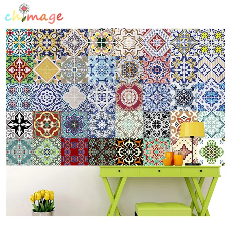 Mediteranski slog samolepilne ploščice umetniške stenske nalepke DIY Kuhinja kopalnica domač dekor Vinyl B