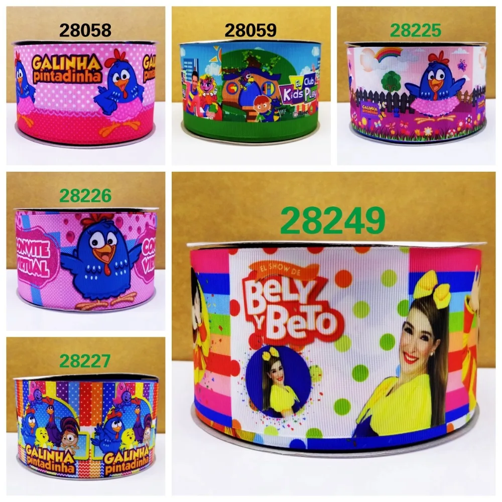 

Free shipping 50 yard cartoon printed grosgrain ribbon 28227