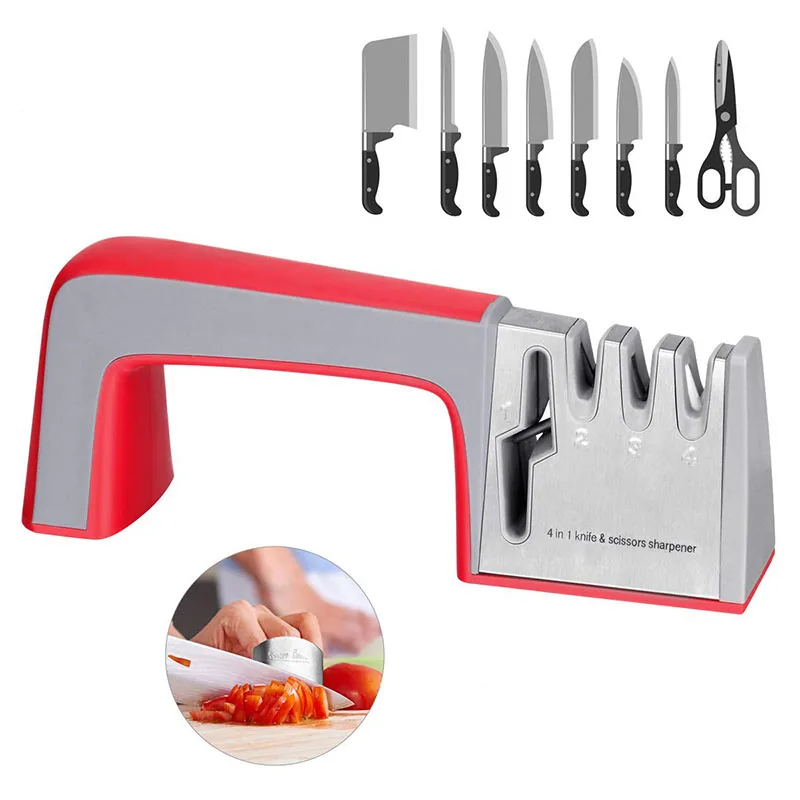 

New 1PCS 4 Stages Professional Knife Sharpener Kitchen Sharpening Stone Tungsten Steel and Ceramic Kitchen Knives Accessories