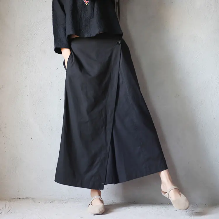 [ XITAO ] европейские летние новые модные женские брюки с эластичной талией, имитация двух частей, свободные нестандартные длинные широкие брюки KZH880