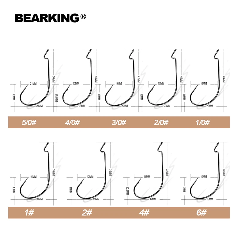 BEARKING 50 шт за лот Рыбалка Мягкая приманка червь крючки с высоким содержанием