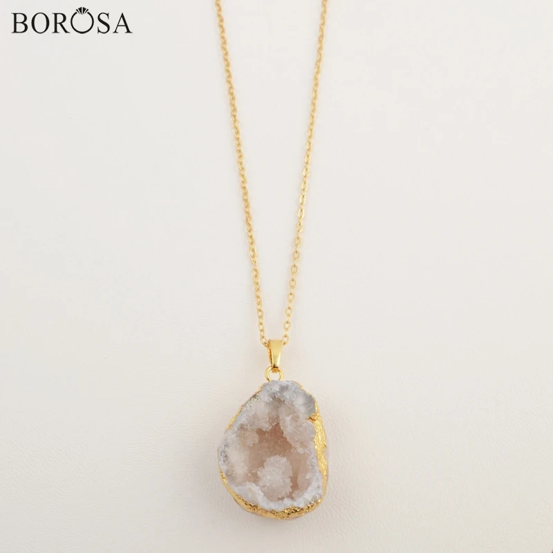 BOROSA дизайнерское ожерелье свободной формы в форме пещеры большое натуральное хрустальное ожерелье Drusy Femme ювелирные изделия CL096