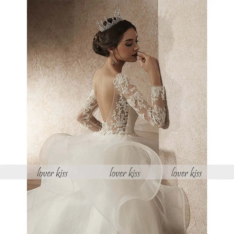 Lover Kiss robe de Marie 2020 гофрированное свадебное платье с длинным рукавом скромное