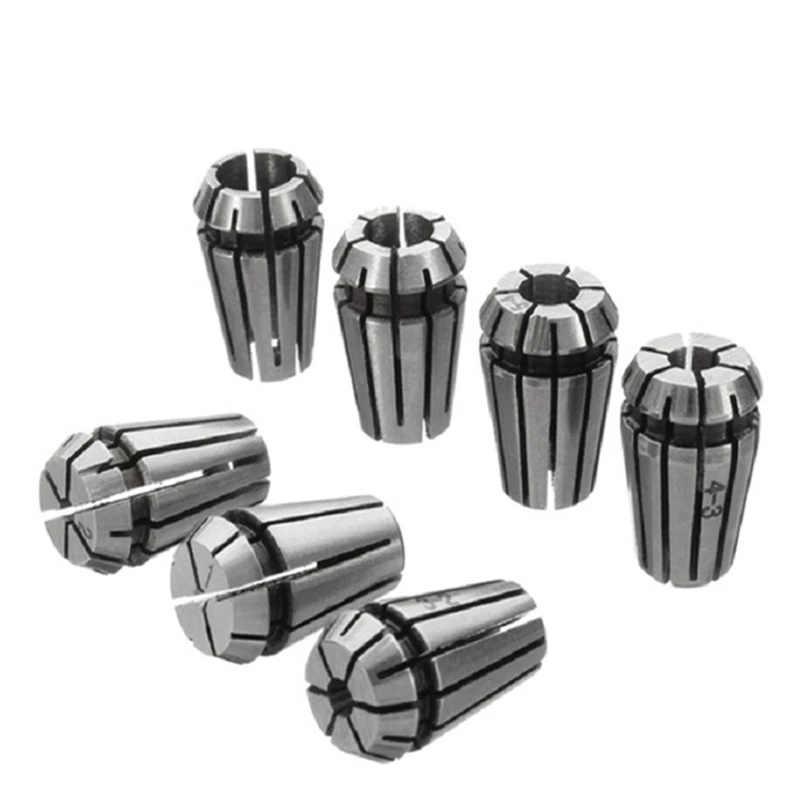 7pcs High Carbon Steel ER11 Spring Collet 1/2/3/4/5/6/7mm with ER11A Extension Rod Motor Shaft HolderInner 5MM 6MM 6.35MM 8MM