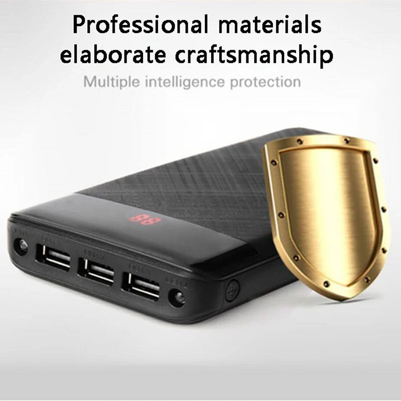 

New 10000mAh 3USB Power Bank External Battery + LED Light Digital DisplayPortable Charger Li-Polymer Poverbank For All Phone