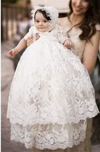 Vintage White/Ivory Baby Girls Christening Gown Infant Girls Baptism Dress Lace Applique With Bonnet цена Vintage White/Ivory Baby Girls Christening Gown Infant Girls Baptism Dress Lace Applique With Bonnet цены онлайн
