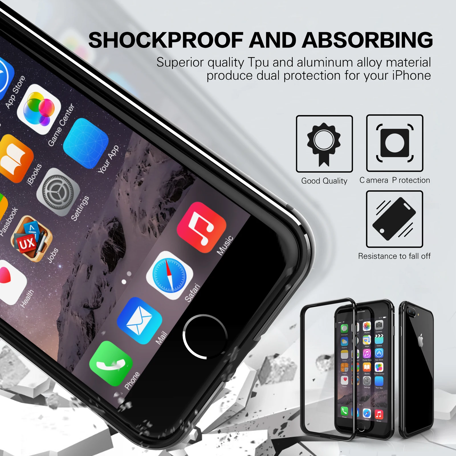 For iPhone 7 8 iPhone 7 8 Plus Case Fashion Luxury Hybrid Aluminum Real Products Show