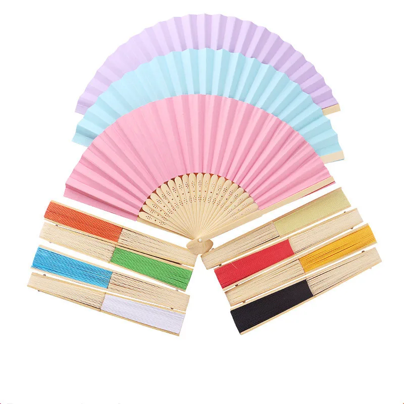 

Paper Mini Folding Fan Summer Student Daily Folding Bamboo Fan Handmade DIY Fan