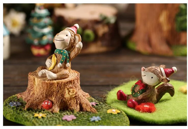 Подарок на рождественскую елку, изделия из смолы, снеговик, олень, Санта-Клаус, фигурка животного, домашний декор, миниатюрное украшение для сада в виде Феи, аксессуары
