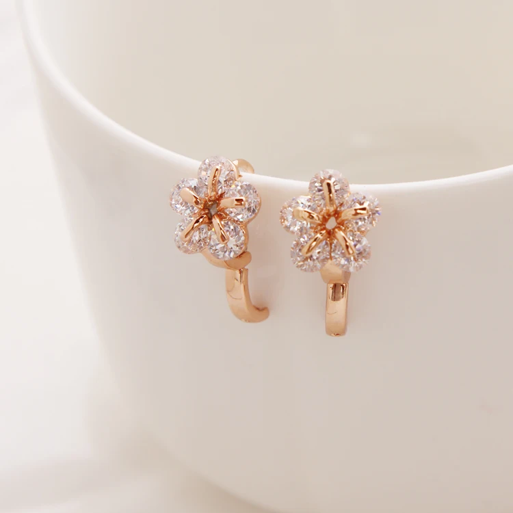 Женские серьги кольца MINHIN Luxuxy золотистые/Серебристые с прозрачным цирконием