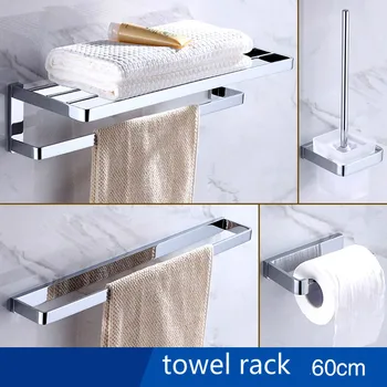 

Polishded Silver Bathroom Shelf Towel Rack Copper Paper Holder Wall Mounted Liquid Soap Dispenser Robe Hook Bathroom Accessories