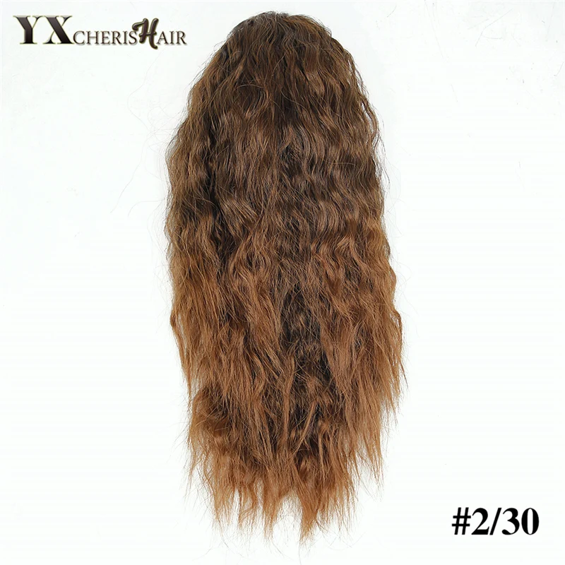 YXCHERISHAIR, 10 дюймов, заколки для волос, конские хвосты, синтетические кудрявые вьющиеся волосы для наращивания, для женщин, девушек, натуральные, черные, светлые, коричневые