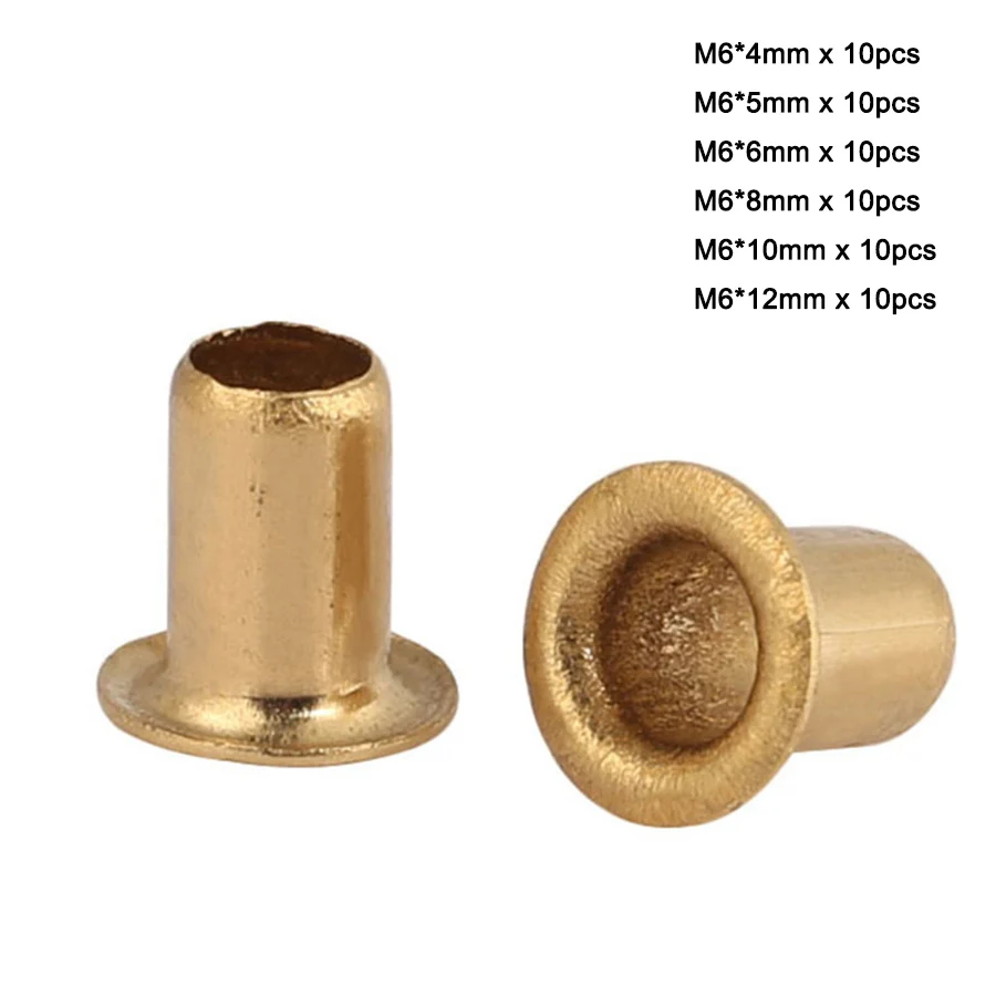 Sourcingmap® 100 pcs M2.3 X 3 mm Plaqué laiton en métal creux Oeillets rivets Doré