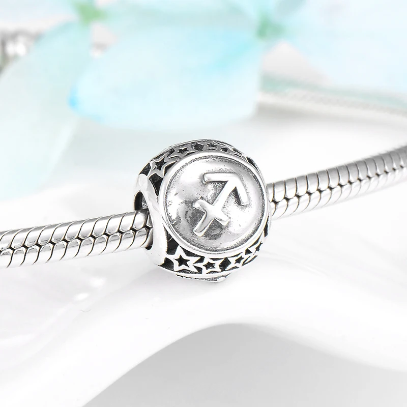Женские аксессуары для Созвездие Стрельца из бисера 925 пробы серебро подходят к оригинальному браслету Pandora для изготовления ювелирных изделий