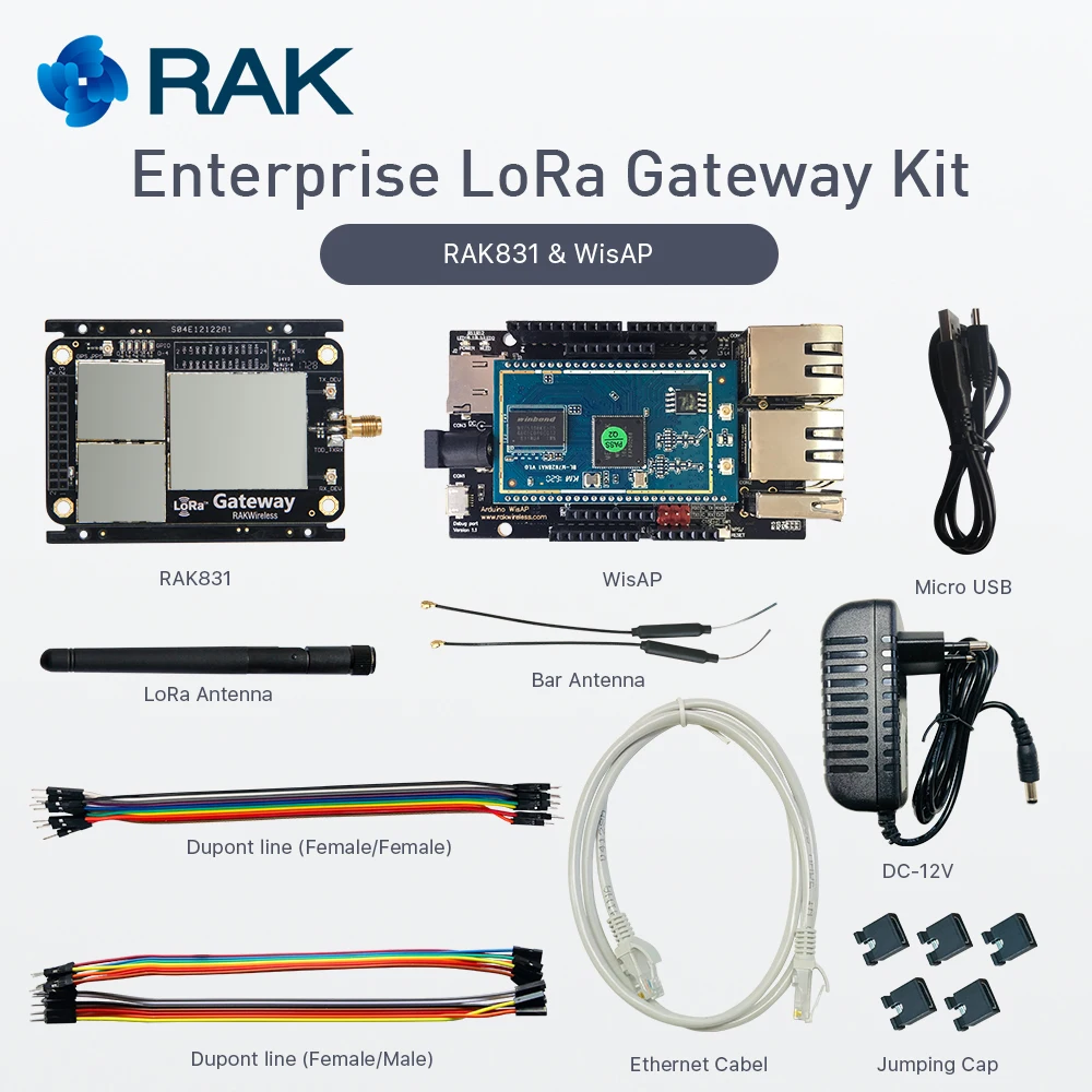 

Enterprise LoRa Gateway Kit, RAK831 and WisAP, SX1301 LoRa Gateway and OpenWRT OPHW 16MB Flash IoT Developer Kit,433/470/868/915