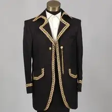 Стиль Европейский суд платье Принц дворец Джаз Сценические костюмы мужчин культивирования черный/белый костюм куртка+ Штаны костюм