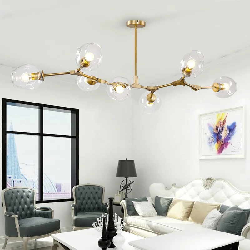 

Black Golden Nordic Creative Bubble Ball Pendant Lamp Amber Smoke Gray Glass Sconce DIY Adjustable Living Room Pendant Light LED