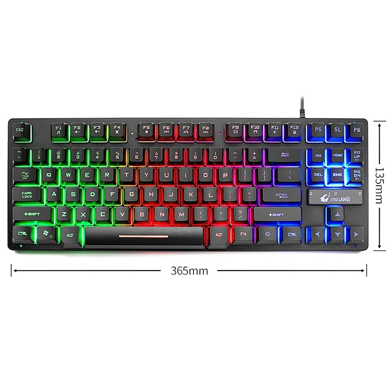 HOT ZIYOU LANG Проводная игровая клавиатура 87 клавиш Rgb микс подсветка светящаяся для