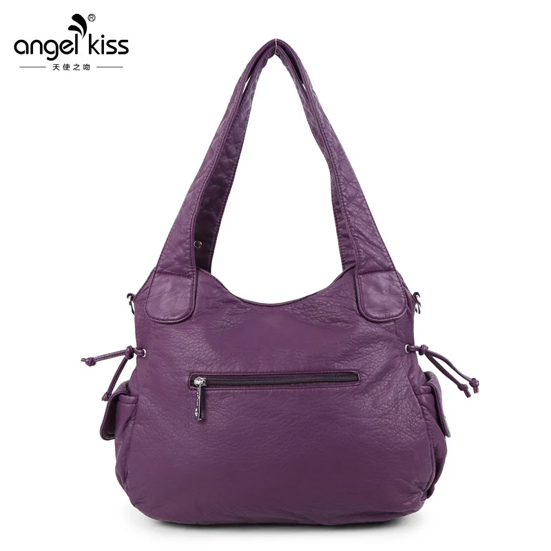 Lady Solid Washed Large Capacity Shopping Shoulder Bags Designer PU Leather Soft Hobo Handbags Luxury Ladies Bags For Women 2019